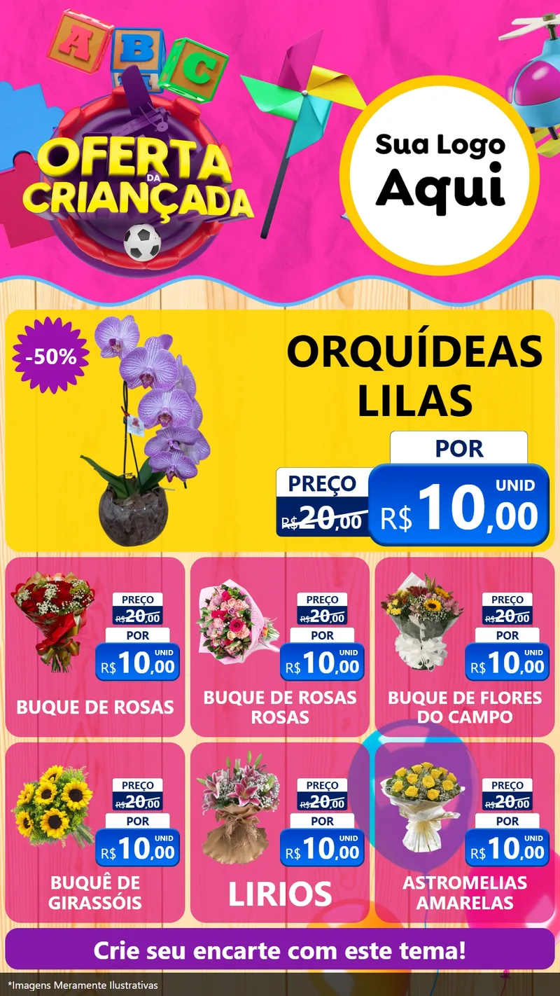 Modelo de Rede Social para Stories com o tema Oferta da Criançada para Floricultura e jardim