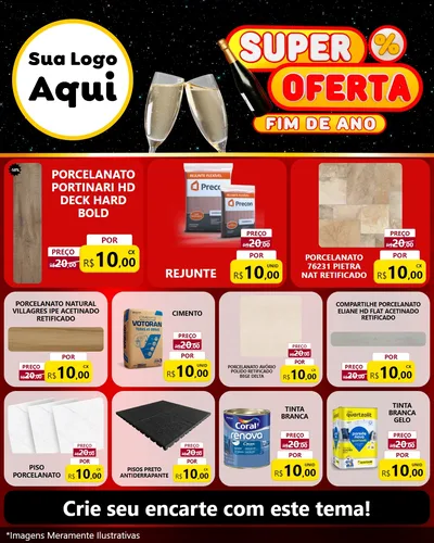 Modelo de Rede Social para Feed Instagram com o tema Super Oferta Fim de Ano para Pisos e revestimentos