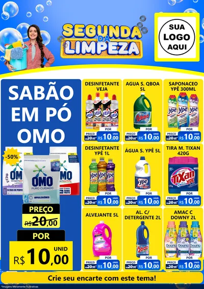 Modelo de Encarte para Encarte A4 Vertical com o tema Segunda da Limpeza para Produtos de Limpeza