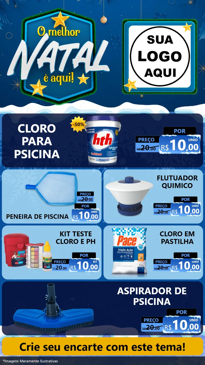 Modelo de TV para TV Vertical com o tema O Melhor Natal É Aqui! para Produtos para Piscina