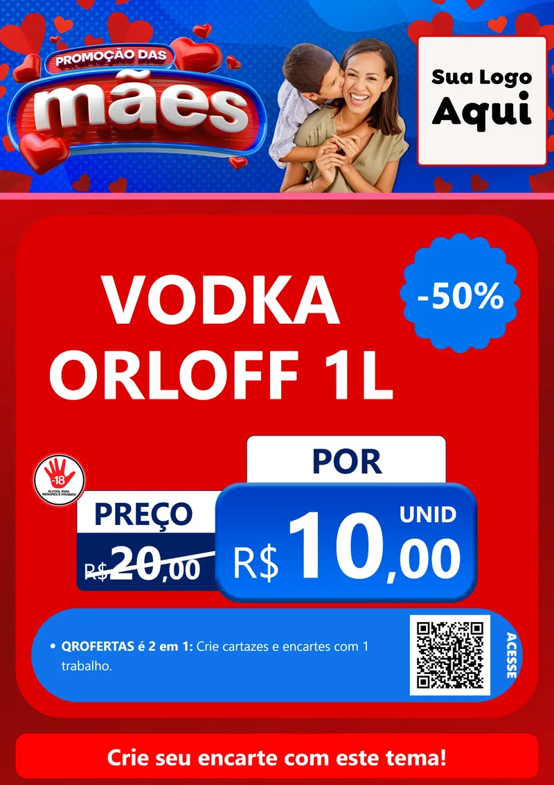 Modelo de Cartaz para Cartaz A4 Vertical com o tema Promoção das Mães para Distribuidora de bebidas