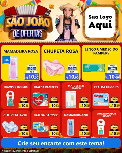 Modelo de Rede Social para Feed Instagram com o tema São João de Ofertas para Bebês