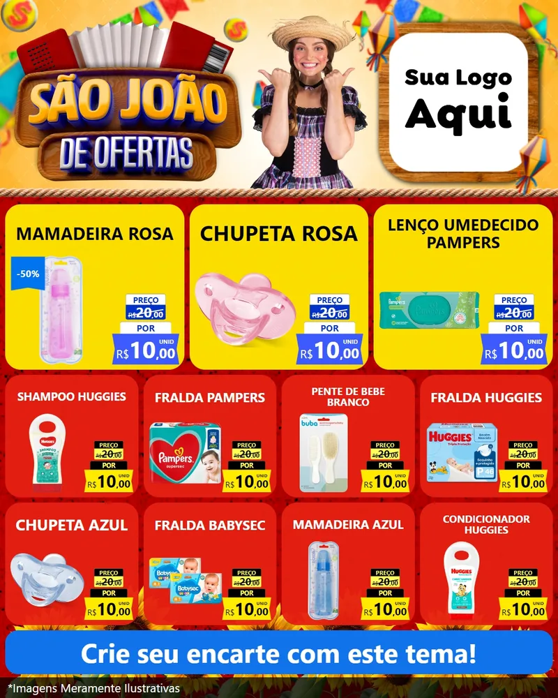 Modelo de Rede Social para Feed Instagram com o tema São João de Ofertas para Bebês