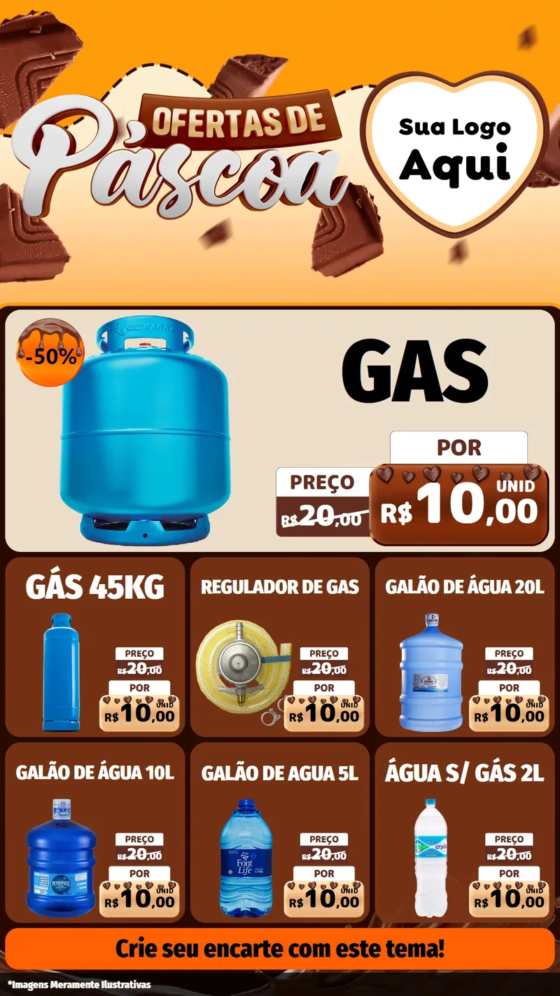 Modelo de Rede Social para Stories com o tema Ofertas de Páscoa para Água e gás