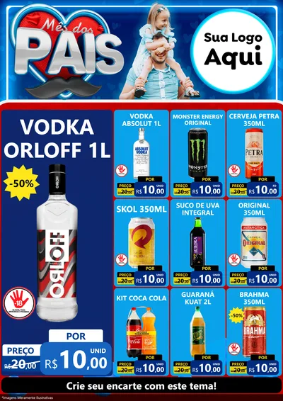 Modelo de Encarte para Encarte A4 Vertical com o tema Mês Dos Pais para Distribuidora de bebidas