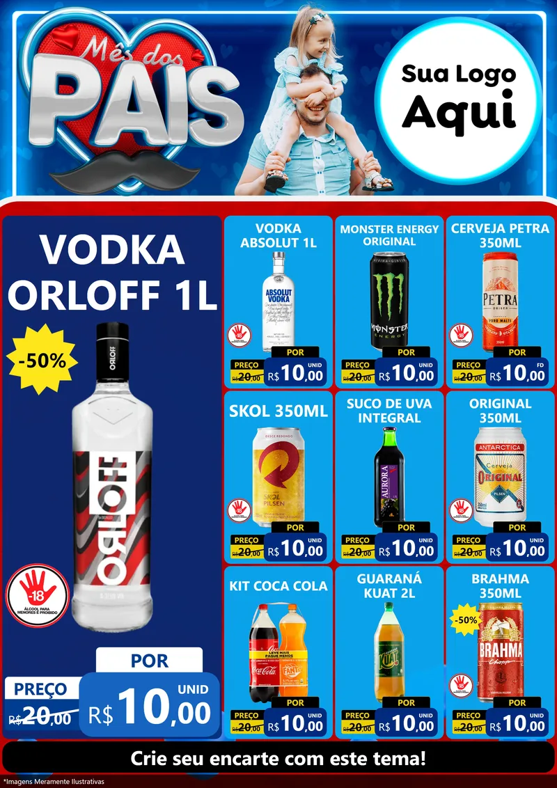 Modelo de Encarte para Encarte A4 Vertical com o tema Mês Dos Pais para Distribuidora de bebidas