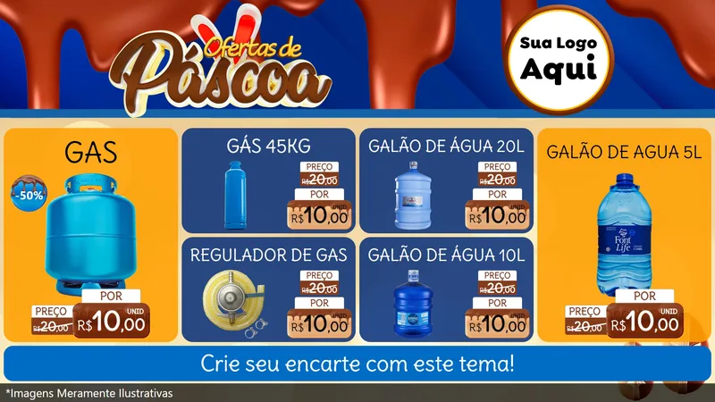 Modelo de TV para TV Horizontal com o tema Ofertas de Páscoa para Água e gás