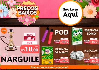 Modelo de Encarte para Encarte A4 Horizontal com o tema Primavera de Preços Baixos para Tabacaria