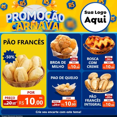 Modelo de Rede Social para Feed Facebook com o tema Promoção de Carnaval para Padaria