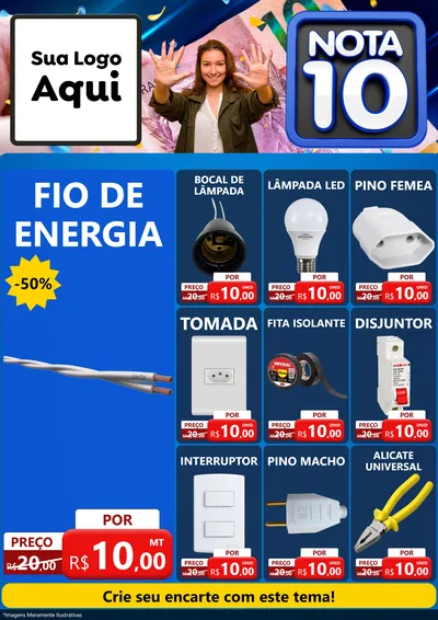Modelo de Encarte para Encarte A4 Vertical com o tema Nota 10 para Materiais Elétricos