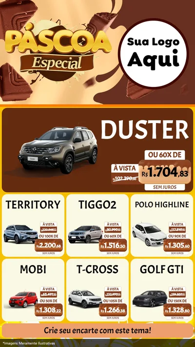 Modelo de Rede Social para Stories com o tema Páscoa Especial para Concessionaria de Carros