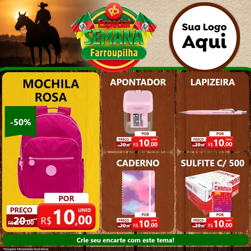 Modelo de Rede Social para Feed Facebook com o tema Especial Semana Farroupilha para Papelaria