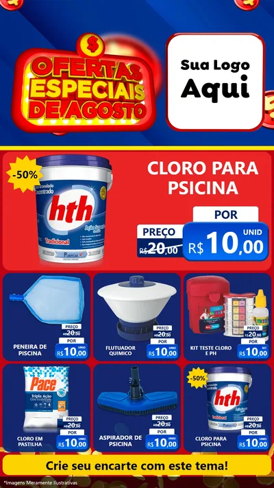 Modelo de Rede Social para Stories com o tema Ofertas Especiais de Agosto para Produtos para Piscina