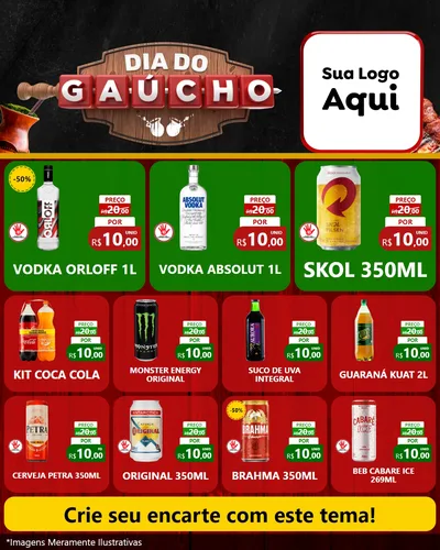 Modelo de Rede Social para Feed Instagram com o tema Dia do Gaúcho para Distribuidora de bebidas