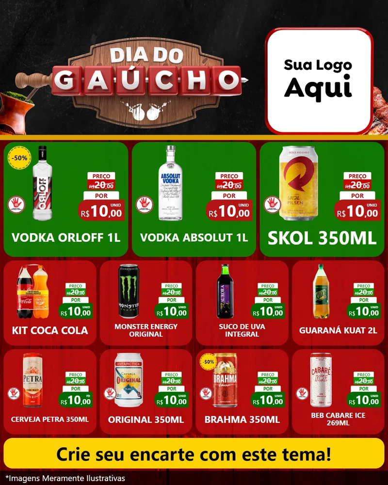Modelo de Rede Social para Feed Instagram com o tema Dia do Gaúcho para Distribuidora de bebidas