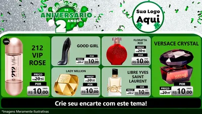 Modelo de TV para TV Horizontal com o tema Promoção de Aniversário - 2 Anos para Perfumes