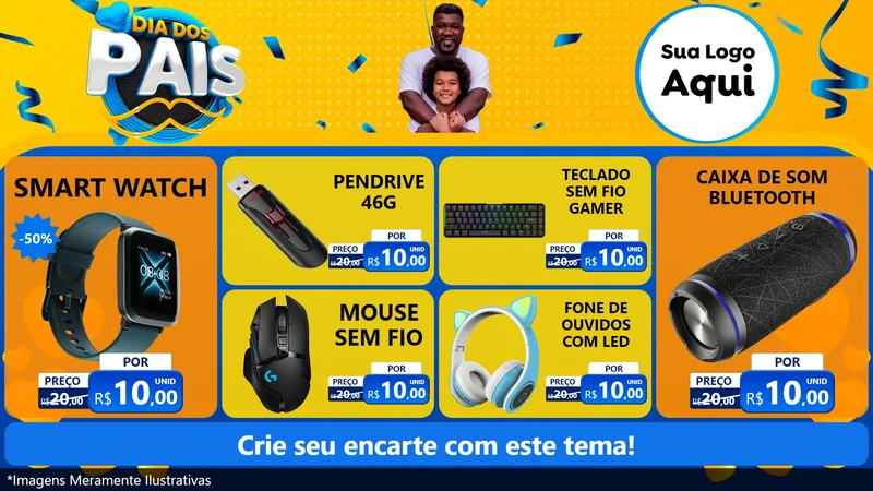 Modelo de TV para TV Horizontal com o tema Dia dos Pais para Informática
