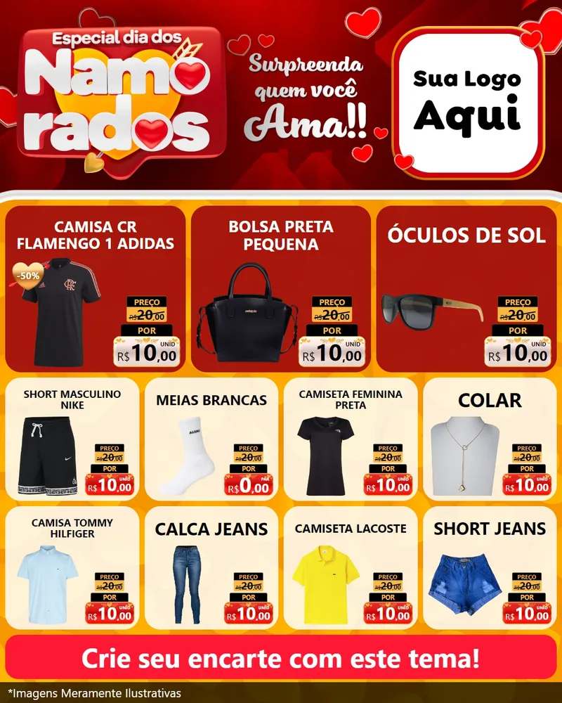Modelo de Rede Social para Feed Instagram com o tema Especial Dia dos Namorados para Roupas e acessórios