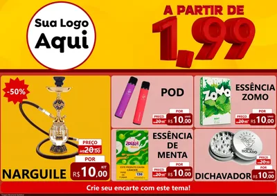 Modelo de Encarte para Encarte A4 Horizontal com o tema A Partir de Um e Noventa e Nove - 1,99 para Tabacaria