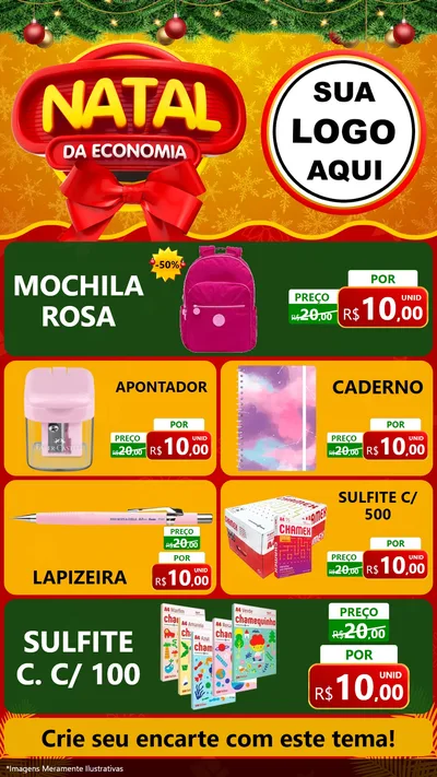 Modelo de TV para TV Vertical com o tema Natal da Economia para Papelaria