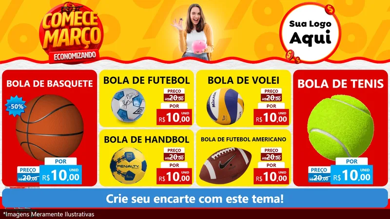 Modelo de TV para TV Horizontal com o tema Comece Março Economizando para Artigos Esportivos