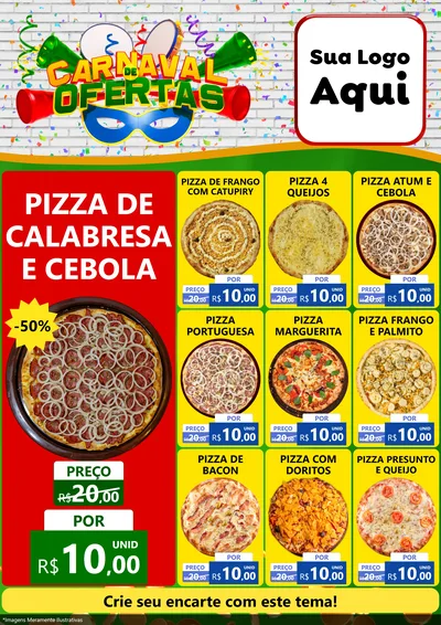 Modelo de Encarte para Encarte A4 Vertical com o tema Carnaval de Ofertas para Pizzaria