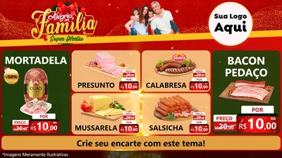 Modelo de TV para TV Horizontal com o tema Alegria em Família Super Ofertas - Natal para Frios e Laticínios