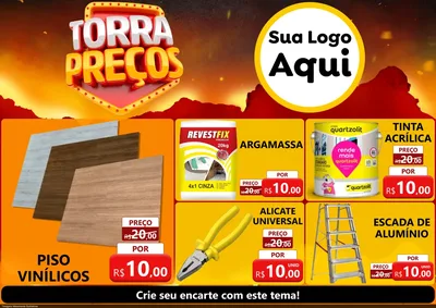 Modelo de Encarte para Encarte A4 Horizontal com o tema Torra Preços para Material para Construção