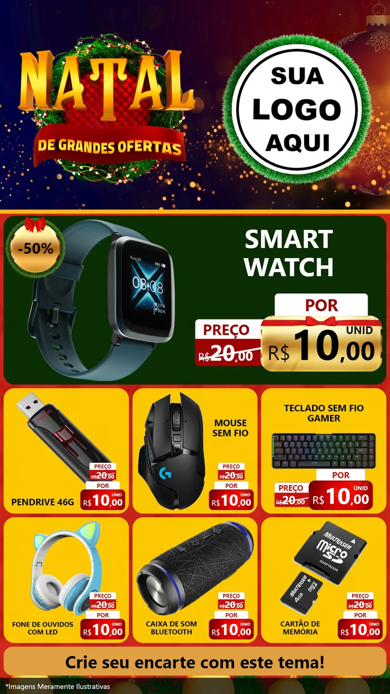 Modelo de Rede Social para Stories com o tema Natal de Grandes Ofertas para Informática