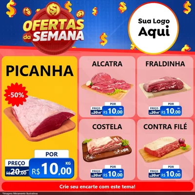 Modelo de Rede Social para Feed Facebook com o tema Ofertas Da Semana para Açougue