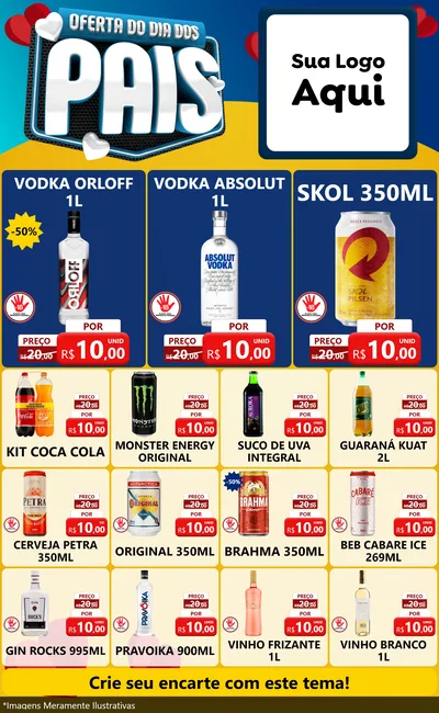 Modelo de Encarte para Encarte Grande com o tema Oferta Do Dia Dos Pais para Distribuidora de bebidas