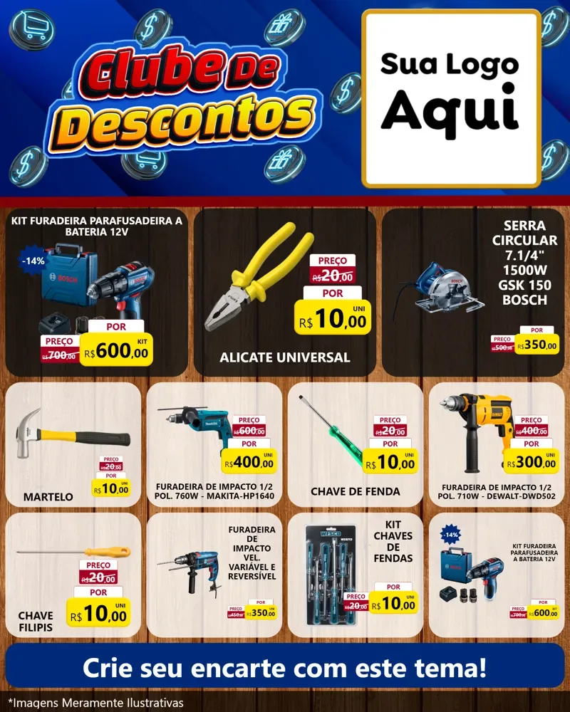 Modelo de Rede Social para Feed Instagram com o tema Clube de Descontos para Maquinas e Ferramentas