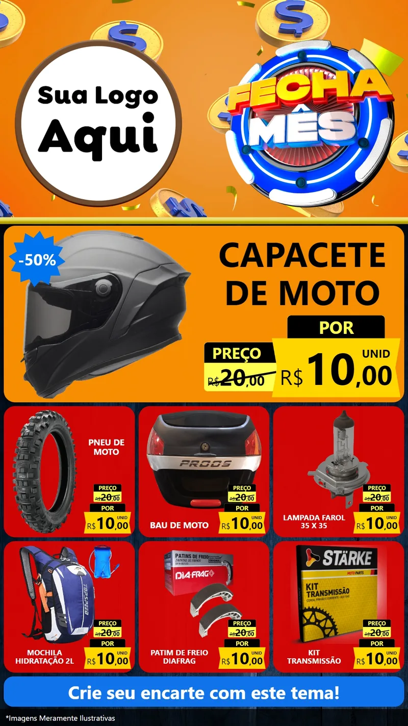 Modelo de Rede Social para Stories com o tema Fecha Mês para Moto peças