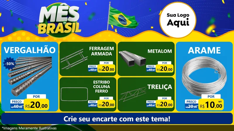 Modelo de TV para TV Horizontal com o tema Mês do Brasil para Ferragens