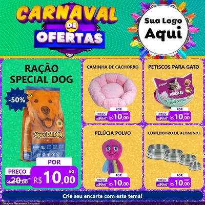 Modelo de Rede Social para Feed Facebook com o tema Carnaval de Ofertas para Pet Shop