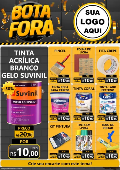 Modelo de Encarte para Encarte A4 Vertical com o tema Bota Fora para Tintas e Ferramentas