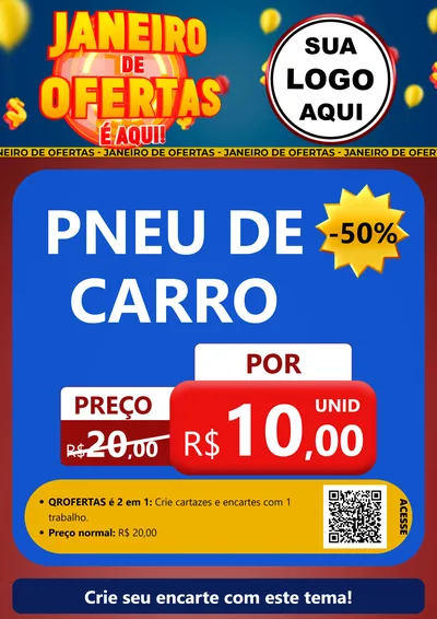 Modelo de Cartaz para Cartaz A4 Vertical com o tema Janeiro de Ofertas É Aqui! para Auto peças