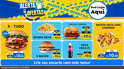 Modelo de TV para TV Horizontal com o tema Alerta de Ofertas para Hamburgueria