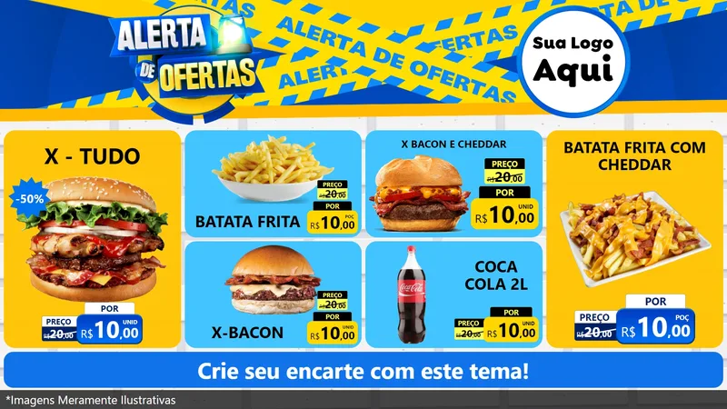 Modelo de TV para TV Horizontal com o tema Alerta de Ofertas para Hamburgueria