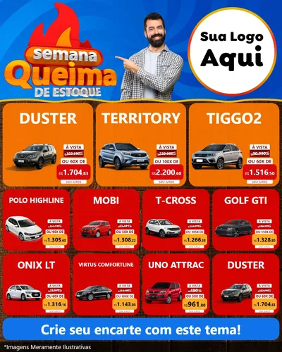 Modelo de Rede Social para Feed Instagram com o tema Semana Queima de Estoque para Concessionaria de Carros