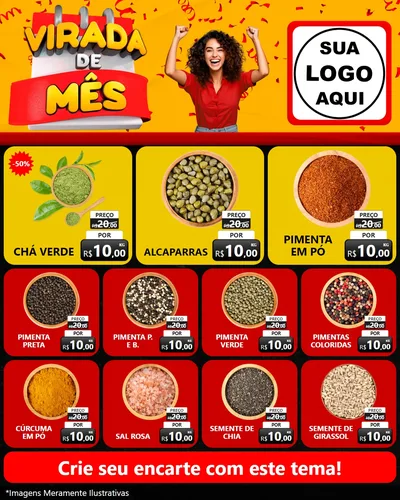 Modelo de Rede Social para Feed Instagram com o tema Virada de Mês para Produtos Naturais