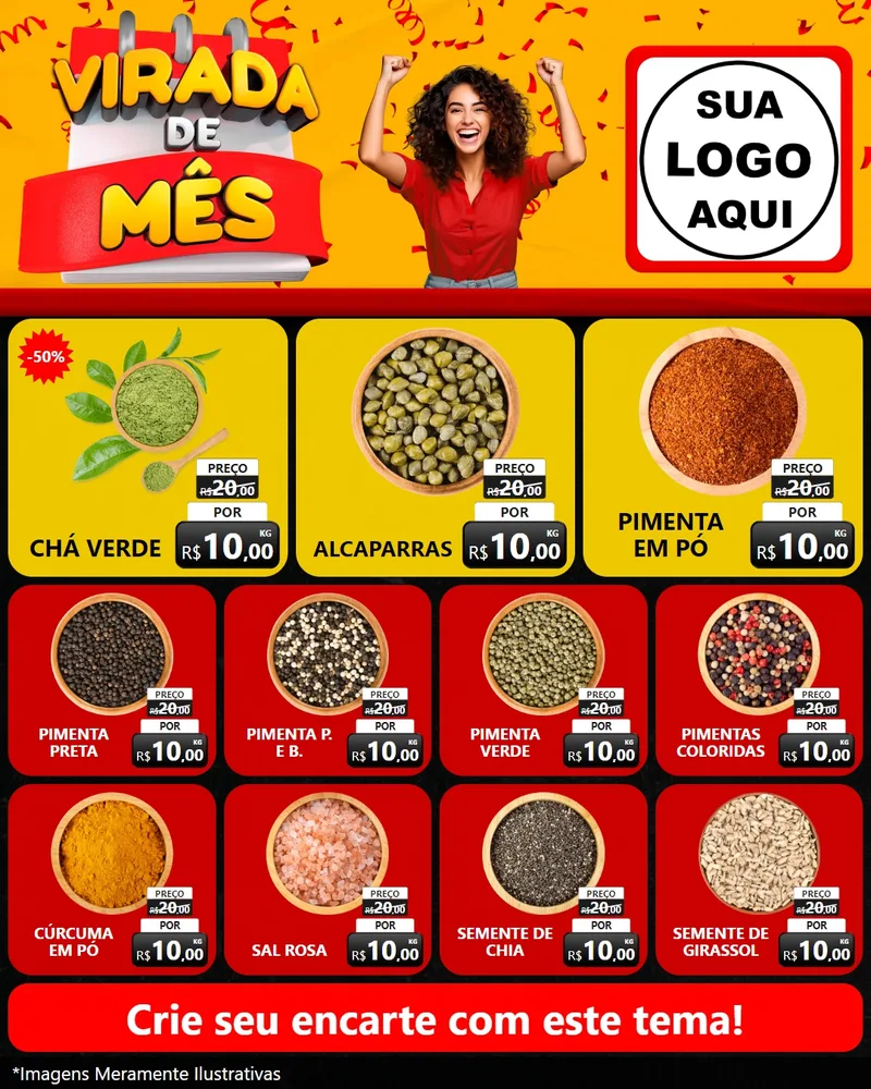 Modelo de Rede Social para Feed Instagram com o tema Virada de Mês para Produtos Naturais