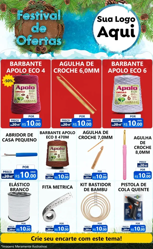 Modelo de Encarte para Encarte Grande com o tema Festival de Ofertas - Inverno para Armarinho e Aviamentos