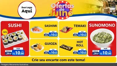 Modelo de TV para TV Horizontal com o tema Ofertas de Julho para Comida japonesa