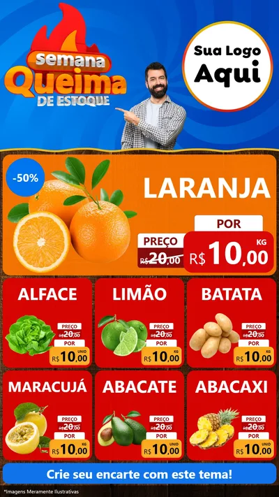 Modelo de Rede Social para Stories com o tema Semana Queima de Estoque para Hortifrúti
