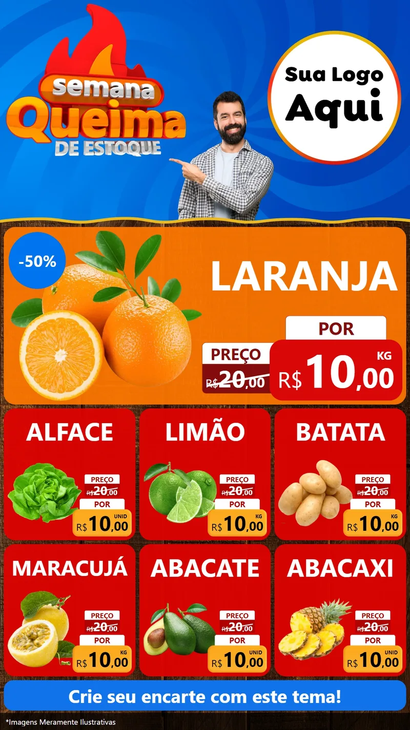 Modelo de Rede Social para Stories com o tema Semana Queima de Estoque para Hortifrúti