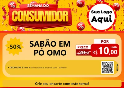 Modelo de Cartaz para Cartaz A4 Horizontal com o tema Semana do Consumidor para Produtos de Limpeza