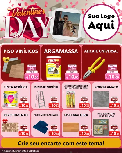 Modelo de Rede Social para Feed Instagram com o tema Valentine's Day para Material para Construção