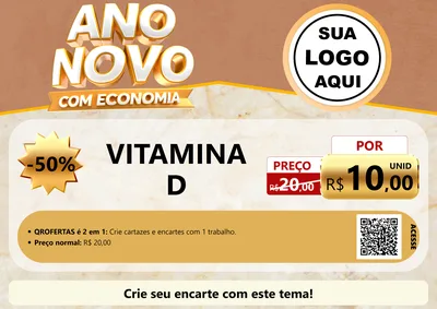 Modelo de Cartaz para Cartaz A4 Horizontal com o tema Ano Novo Com Economia para Farmácia