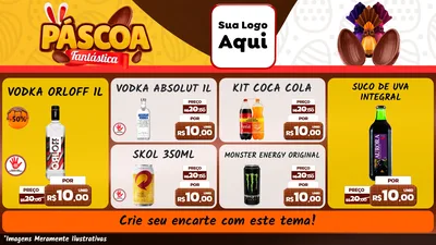 Modelo de TV para TV Horizontal com o tema Páscoa Fantástica para Distribuidora de bebidas